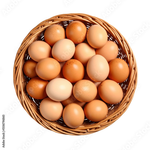 Wallpaper Mural A wicker basket filled with a variety of brown and white eggs, arranged closely together in a circular pattern Torontodigital.ca