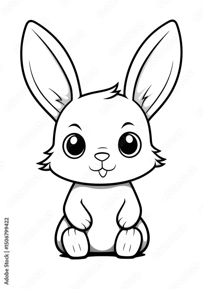Black and white coloring book page, cute rabbit. Black and white coloring book page, cute rabbit.