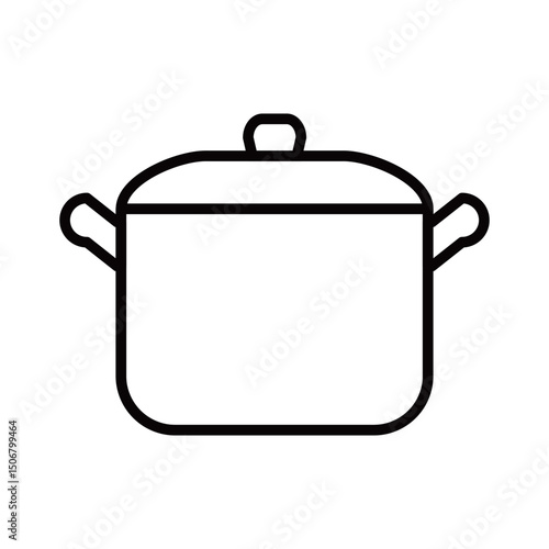 シンプルな両手鍋の線画アイコンイラスト｜両手鍋,鍋,調理器具,料理,キッチン,ステンレス鍋,煮込み料理,台所用品,ベクター