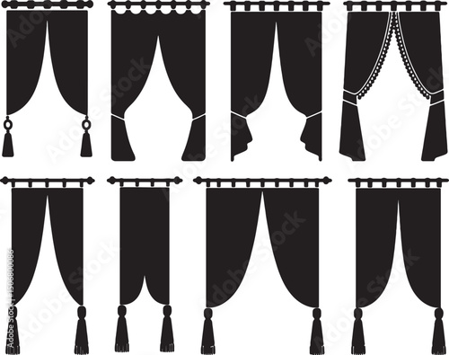 Eight different styles of elegant black curtains