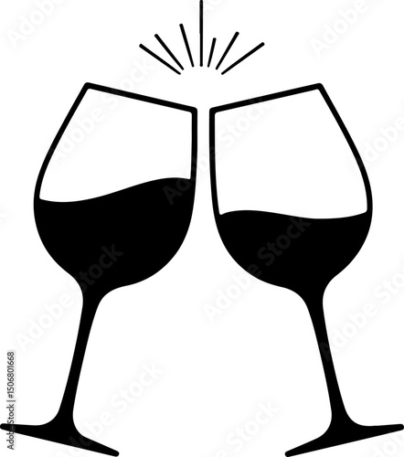 Clinking Wine Glasses Cheers Silhouette vector