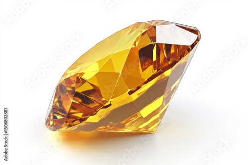Brilliant yellow diamond gemstone isolated on white background
