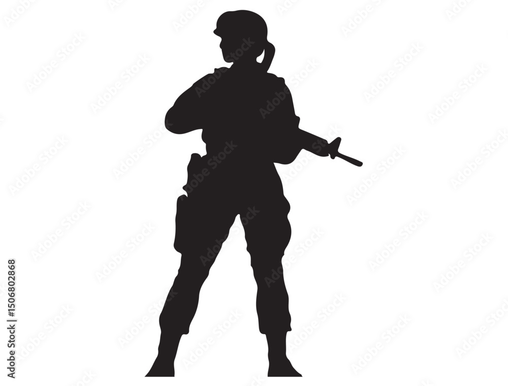 EMALE SOLDIER SILHOUETTE EMALE SOLDIER SILHOUETTE
