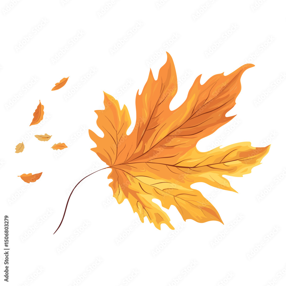 Fototapeta premium Autumn dried leaf illustration fall bonfire vector