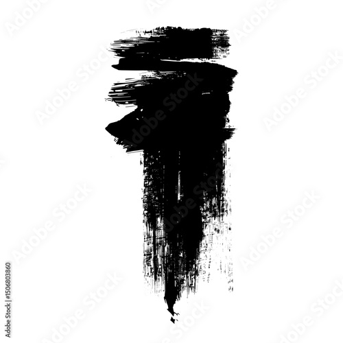 Vertical brush stroke silhouette black art vector