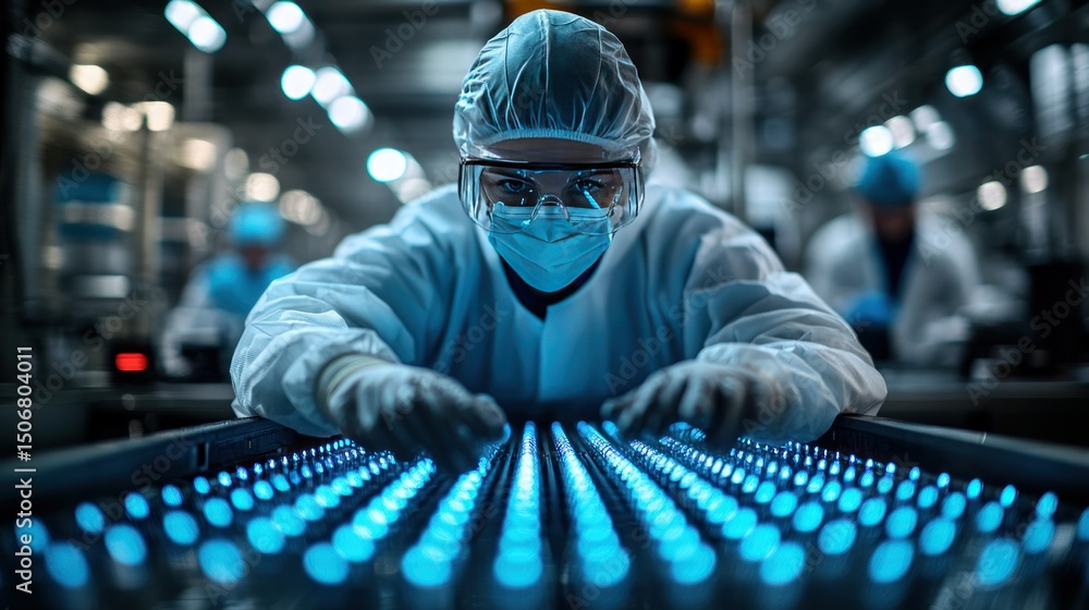 Fototapeta premium Manufacturing worker examining components
