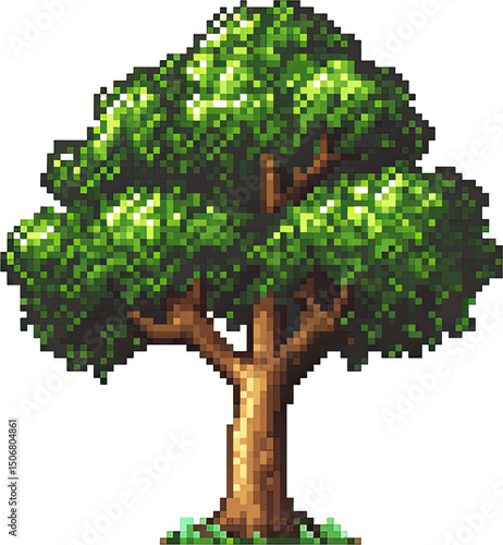 Pixelated illustration of a tree.