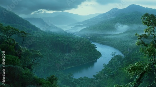 mountain lake in the morning