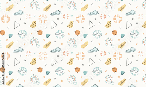 Cute Weather and Outdoor Activity Icon Pattern - Summer Holiday Theme