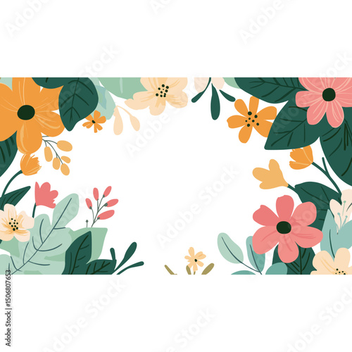 Flowers frame illustration graphics colorful vector