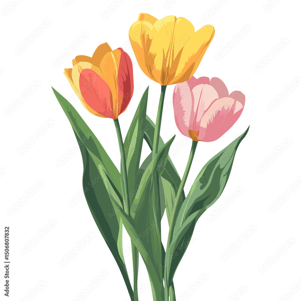Fototapeta premium Flowers tulip illustration colorful vector