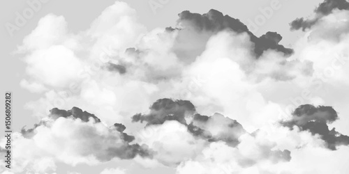 Gray sky with white clouds background texture