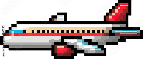 Pixel Art Retro Jet Airplane: 8-Bit Aviation Icon