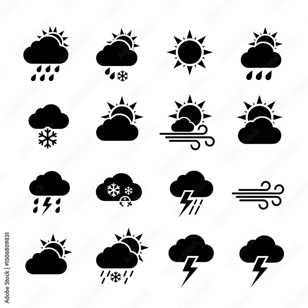 set of weather icons set of weather icons