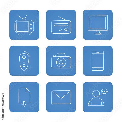 Communication icon set. Solid icons collection, vector illustration.