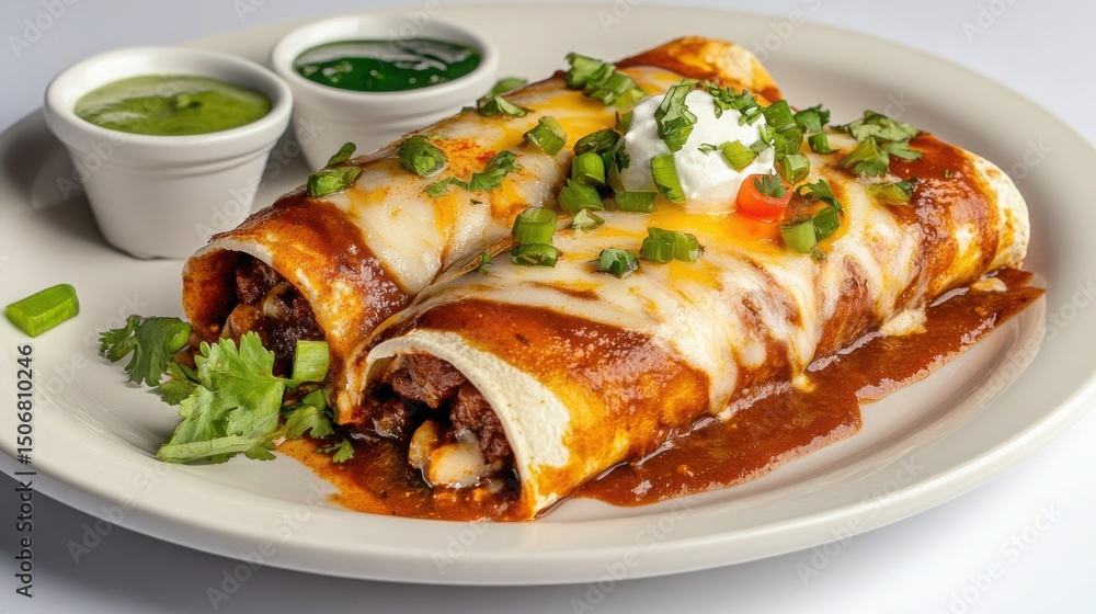 Delicious and Savory Enchiladas with Cheese and Sour Cream Topping Delicious and Savory Enchiladas with Cheese and Sour Cream Topping
