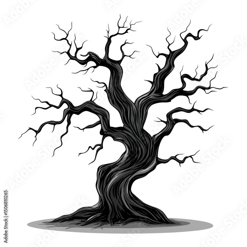 Haunted tree vector illustration twisted eerie vector