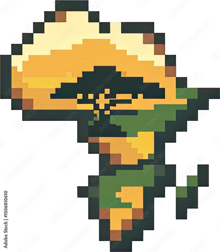 Pixelated illustration of the continent of Africa. Pixelated illustration of the continent of Africa.