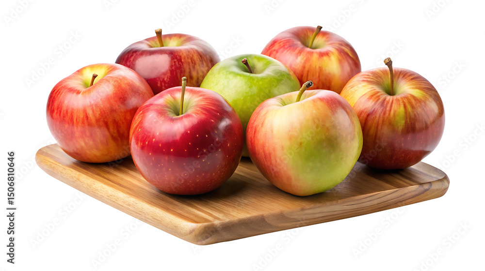 Assortment of Fresh Apples on a Wooden Cutting Board, Ready to Eat Assortment of Fresh Apples on a Wooden Cutting Board, Ready to Eat