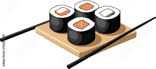 sushi with chopsticks