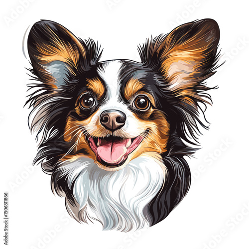 A dog sticker papillon animal pet vector