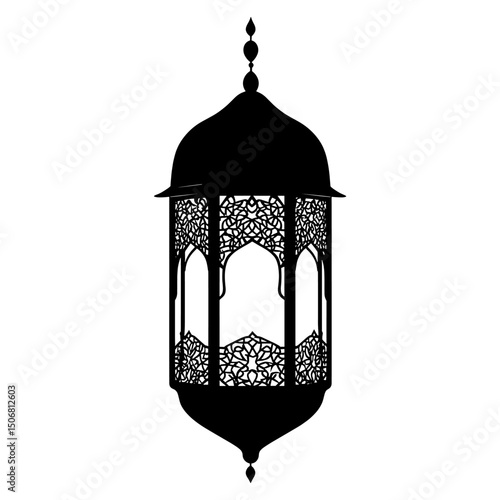 Arabic lantern illustration silhouette black vector