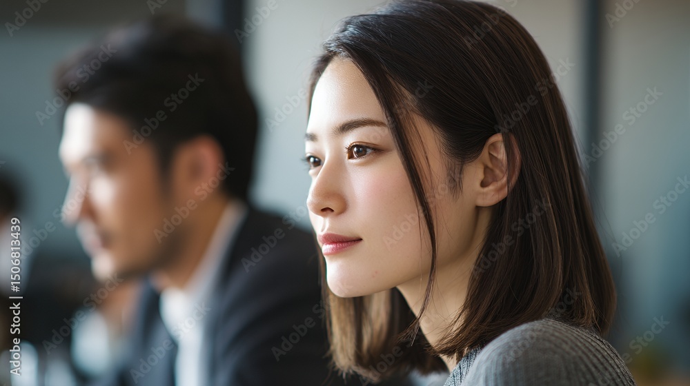 custom made wallpaper toronto digitalオフィスで男性と並ぶビジネスウーマン