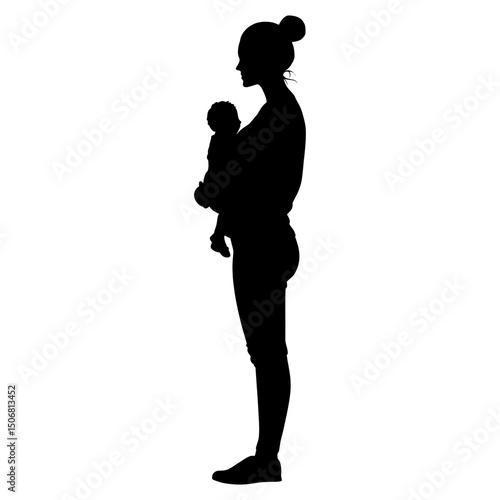 Woman holding a child silhouette illustration motherhood vector