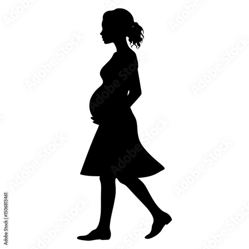 Woman wear dress silhouette female black vector