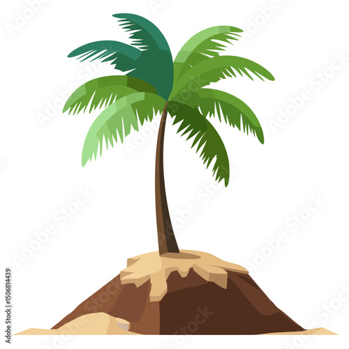 A small island with a single coconut tree tropical summer nature vector
