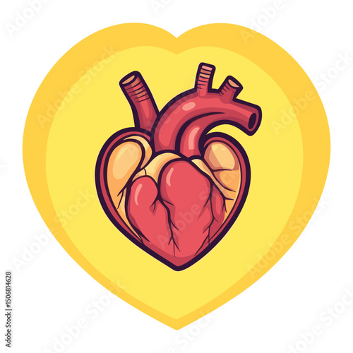 Carttoon heart icon background illustration anatomical vector