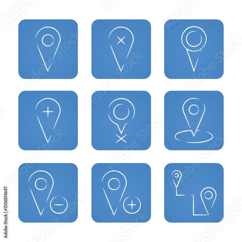 Navigation and location icon set. Vector illustration