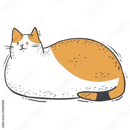 A chubby orange and white cat illustration adorable cartoon  vector
