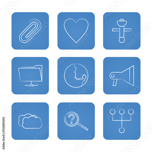 Communication icon set. Solid icons collection, vector illustration.