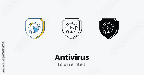 Antivirus Icons thin line and glyph vector icon stock illustration