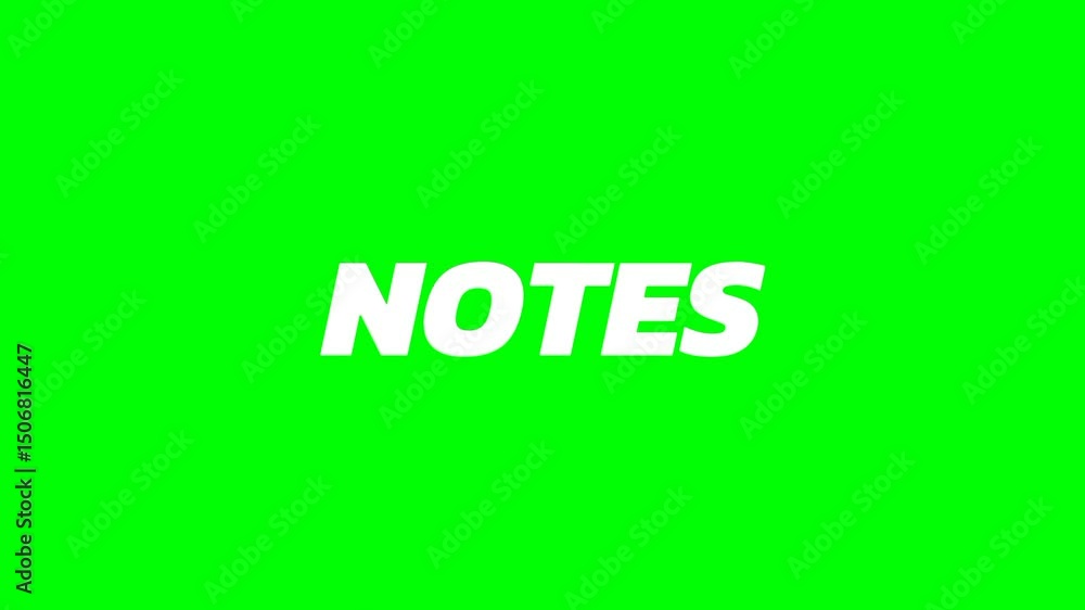 Notes text green screen animated video Notes text green screen animated video