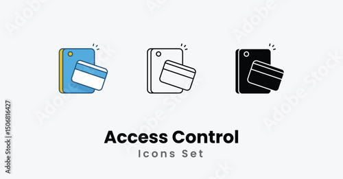 Access Control Icons thin line and glyph vector icon stock illustration