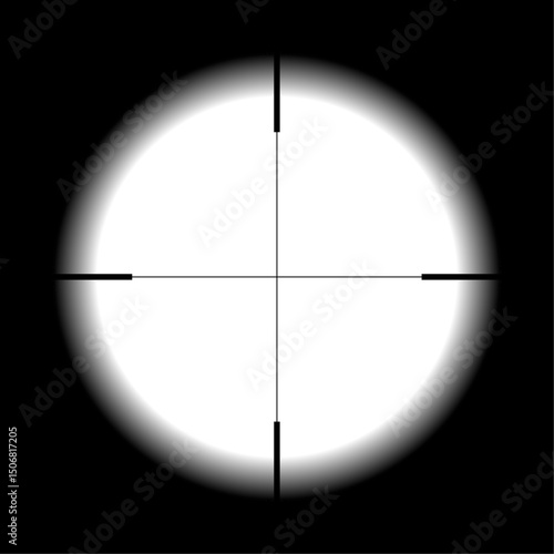 Vector view through sniper rifle scope aiming at target with pointers