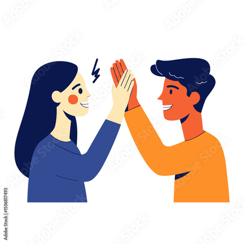 Giving a high-five illustration friendly positive vector