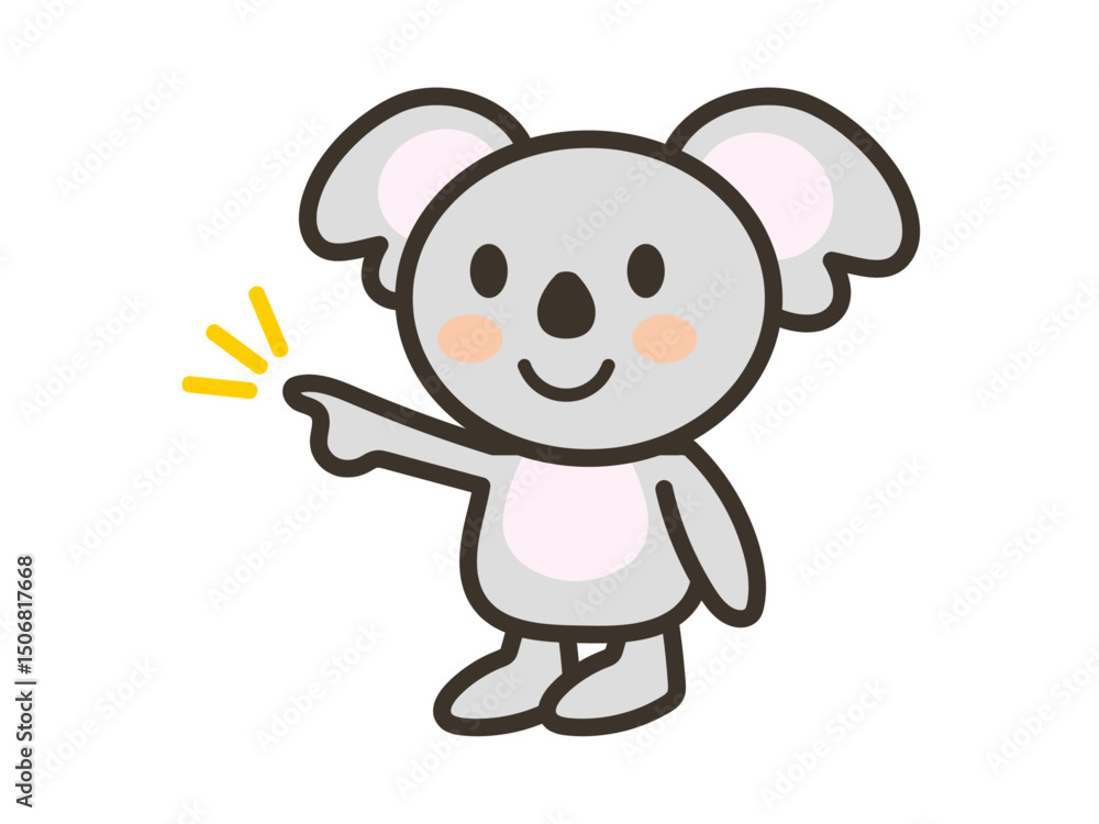向こうを指差すかわいいコアラのイラスト 向こうを指差すかわいいコアラのイラスト