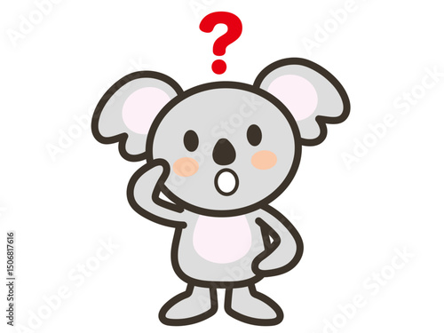 首を傾げて疑問に感じるかわいいコアラのイラスト
