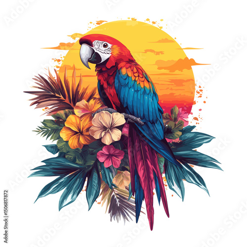 Parrot background tropical colorful vector