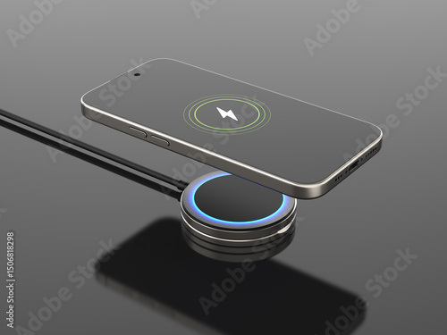 Wireless phone charging. 3D illustration
