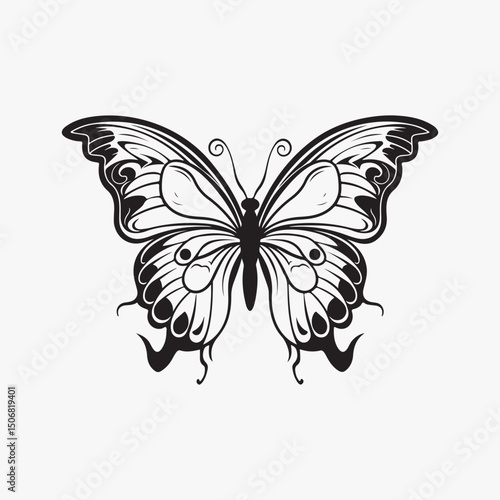 Butterfly flat old school illustration vector.