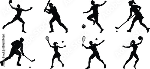 Wallpaper Mural Sportsman various sports activities silhouette set. vector collection on transparent background Torontodigital.ca