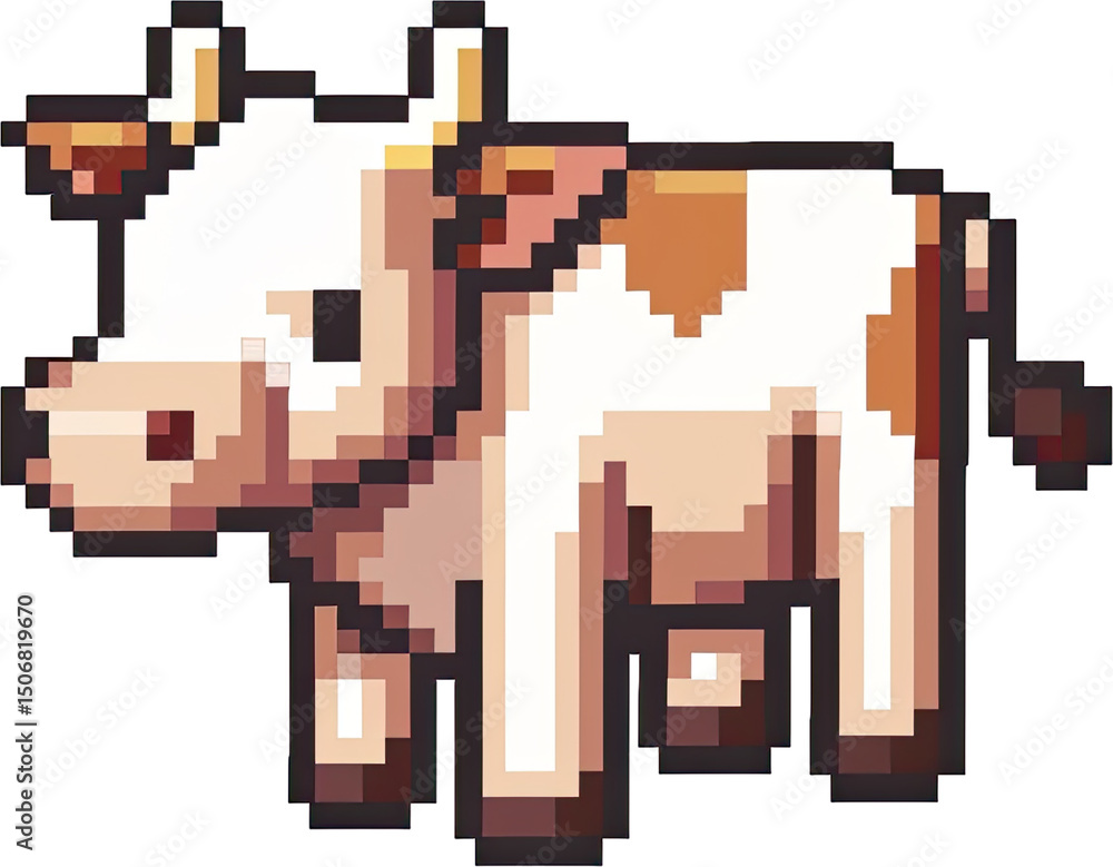 Obraz premium Pixelated illustration of a cow.