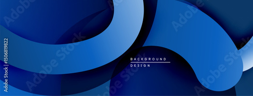 Abstract blue layers create dynamic background. Smooth curves, gradients offer modern aesthetic. Minimalist design suits various projects.