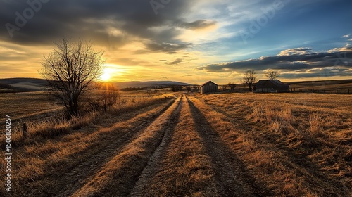 sunset over the field