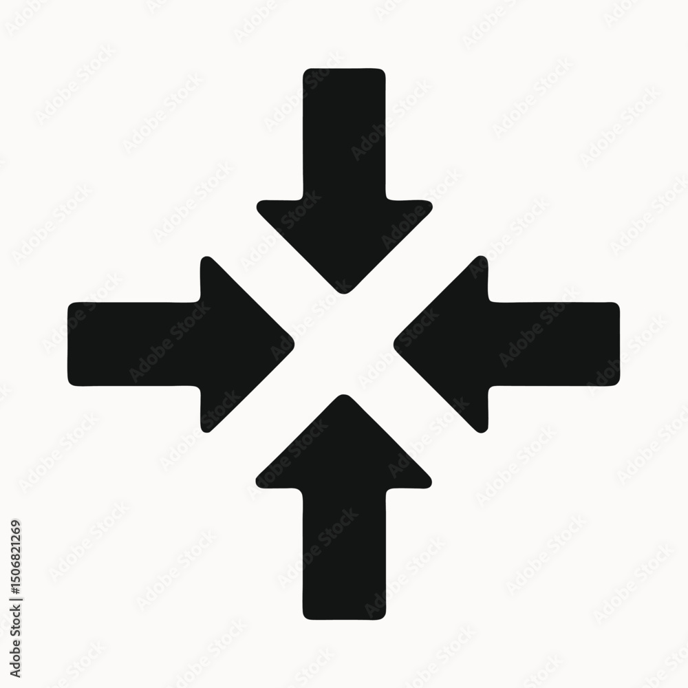 Obraz premium Four Arrows Converging Vector Illustration of a Centralized Point