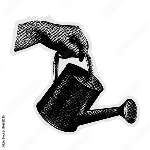 Vintage hand watering can illustration  vector